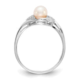 14k White Gold Fresh Water Cultured Pearl and Diamond Ring